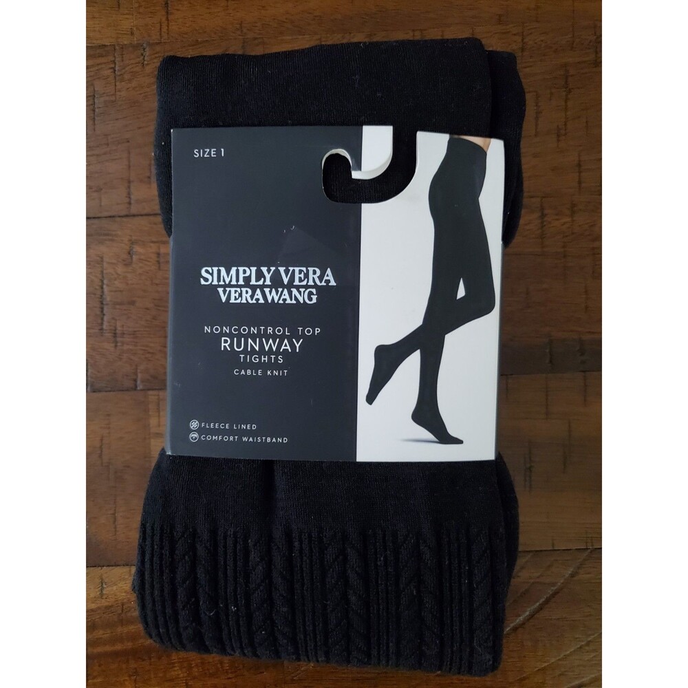 NWT Simply Vera Wang Noncontrol Top Fleece Lined Knit Tights - Size 1 (100-150#)